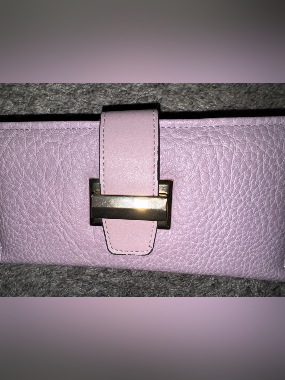 Blush Pink/Violet Vegan Leather Zip Wallet with Gold Hardware